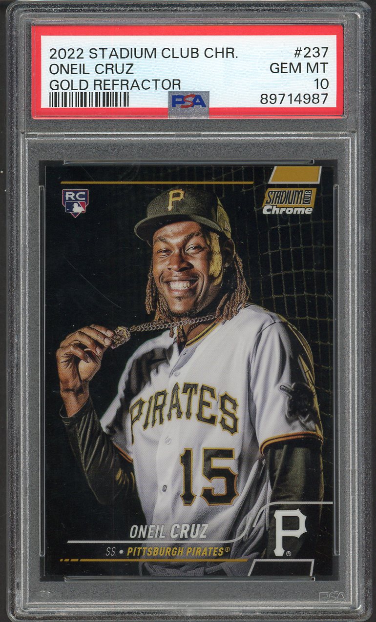 2022 Stadium Club Chrome Refractor #237 Oneil Cruz Pirates PSA 10 GEM MINT Gold 554360