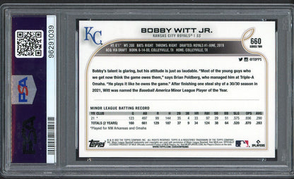 2022 Topps #660 Bobby Witt Jr Royals PSA 9 MINT 554362
