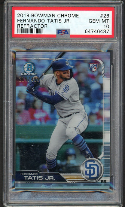 2019 Bowman Chrome Refractor #026 Fernando Tatis Jr Padres PSA 10 GEM MINT 554364