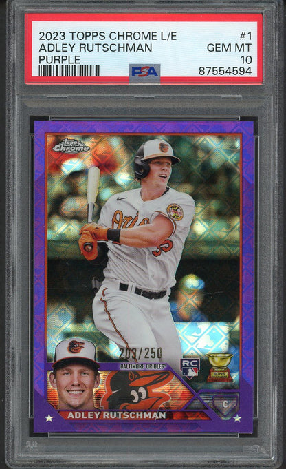 2023 Topps Chrome LE #1 Adley Rutschman Orioles PSA 10 GEM MINT Purple 554366