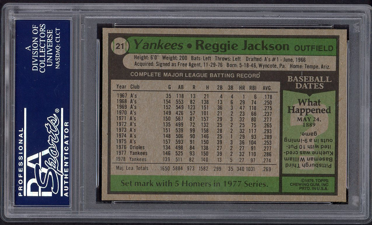 1979 Burger King #021 Reggie Jackson Yankees PSA 8 NM/MT 554375