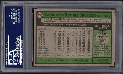 1979 Burger King #021 Reggie Jackson Yankees PSA 8 NM/MT 554375