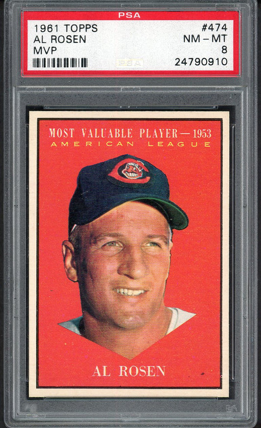 1961 Topps Baseball #474 Al Rosen MVP Indians PSA 8 NM/MT 554390