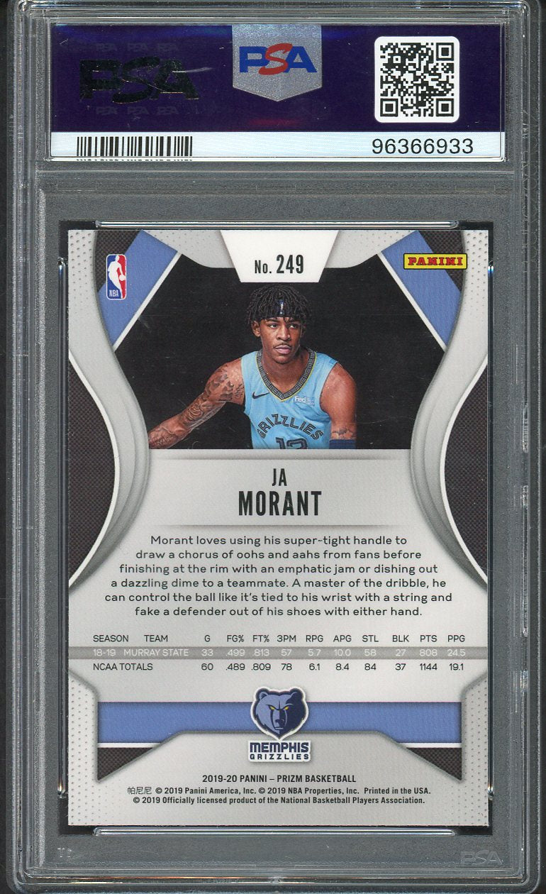 2019 Panini Prizm #249 Ja Morant Grizzlies PSA 10 GEM MINT 554393