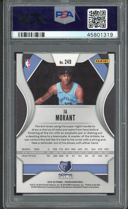 2019 Panini Prizm #249 Ja Morant Grizzlies PSA 10 GEM MINT 554394