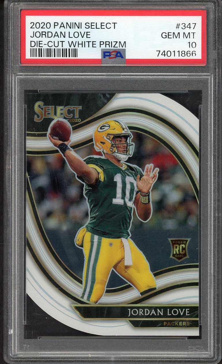 2020 Panini Select #347 Jordan Love Packers PSA 10 GEM MINT Die Cut White 554401