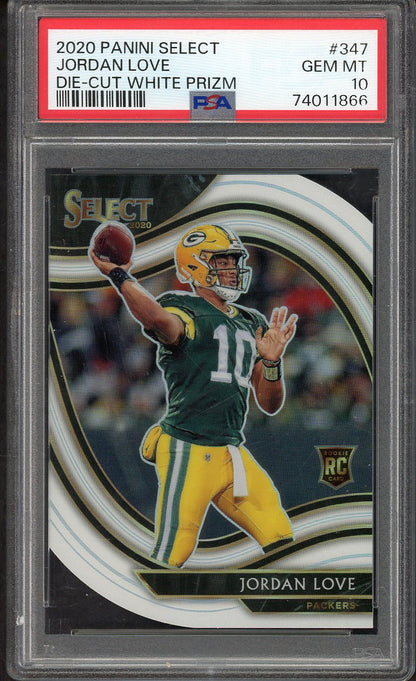 2020 Panini Select #347 Jordan Love Packers PSA 10 GEM MINT Die Cut White 554401