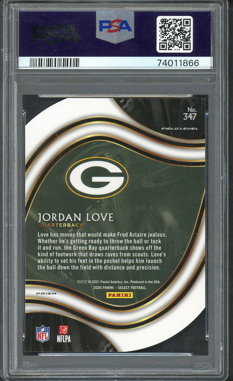 2020 Panini Select #347 Jordan Love Packers PSA 10 GEM MINT Die Cut White 554401