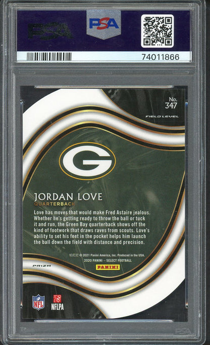 2020 Panini Select #347 Jordan Love Packers PSA 10 GEM MINT Die Cut White 554401