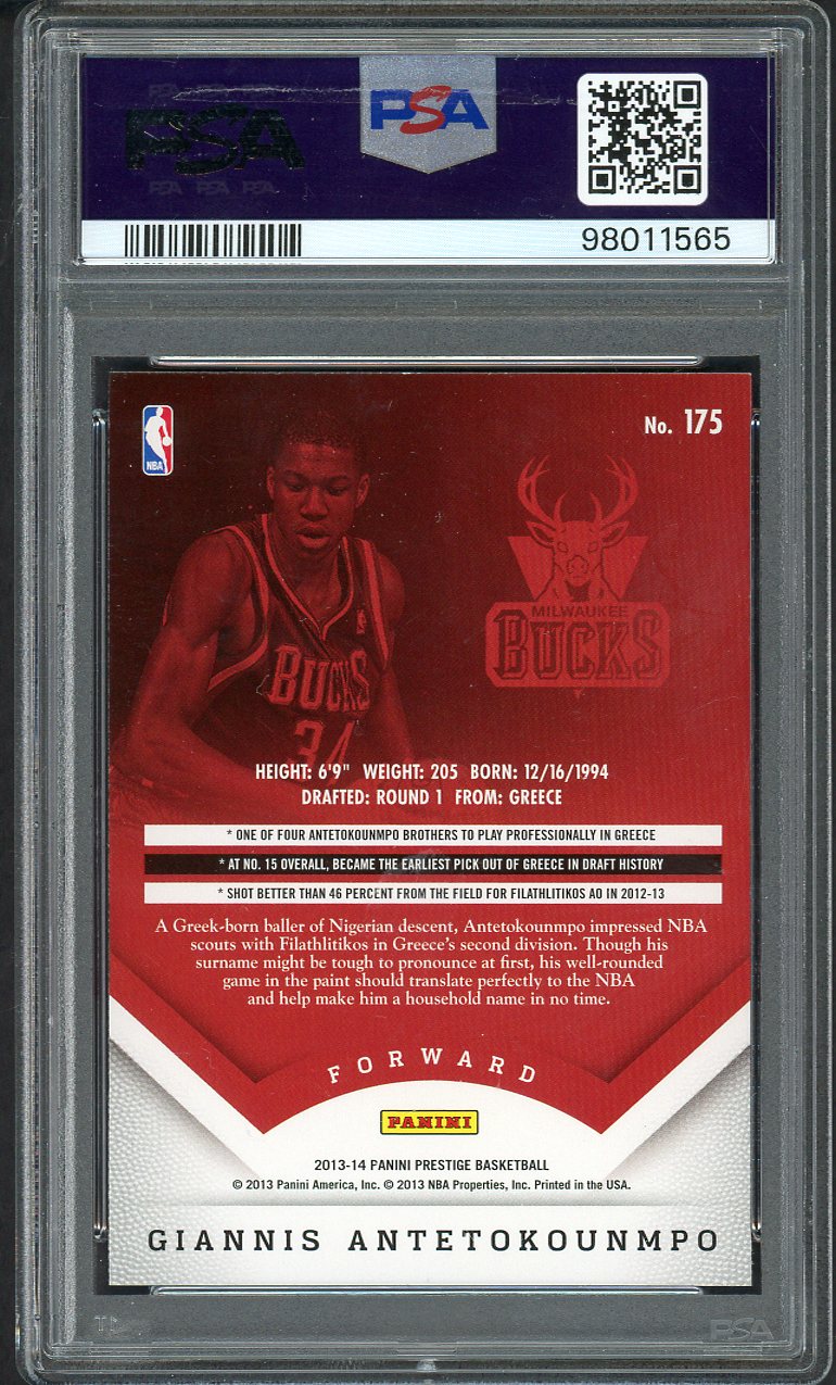 2013 Panini Prestige #175 Giannis Antetokounmpo Bucks PSA 8 NM/MT 554403