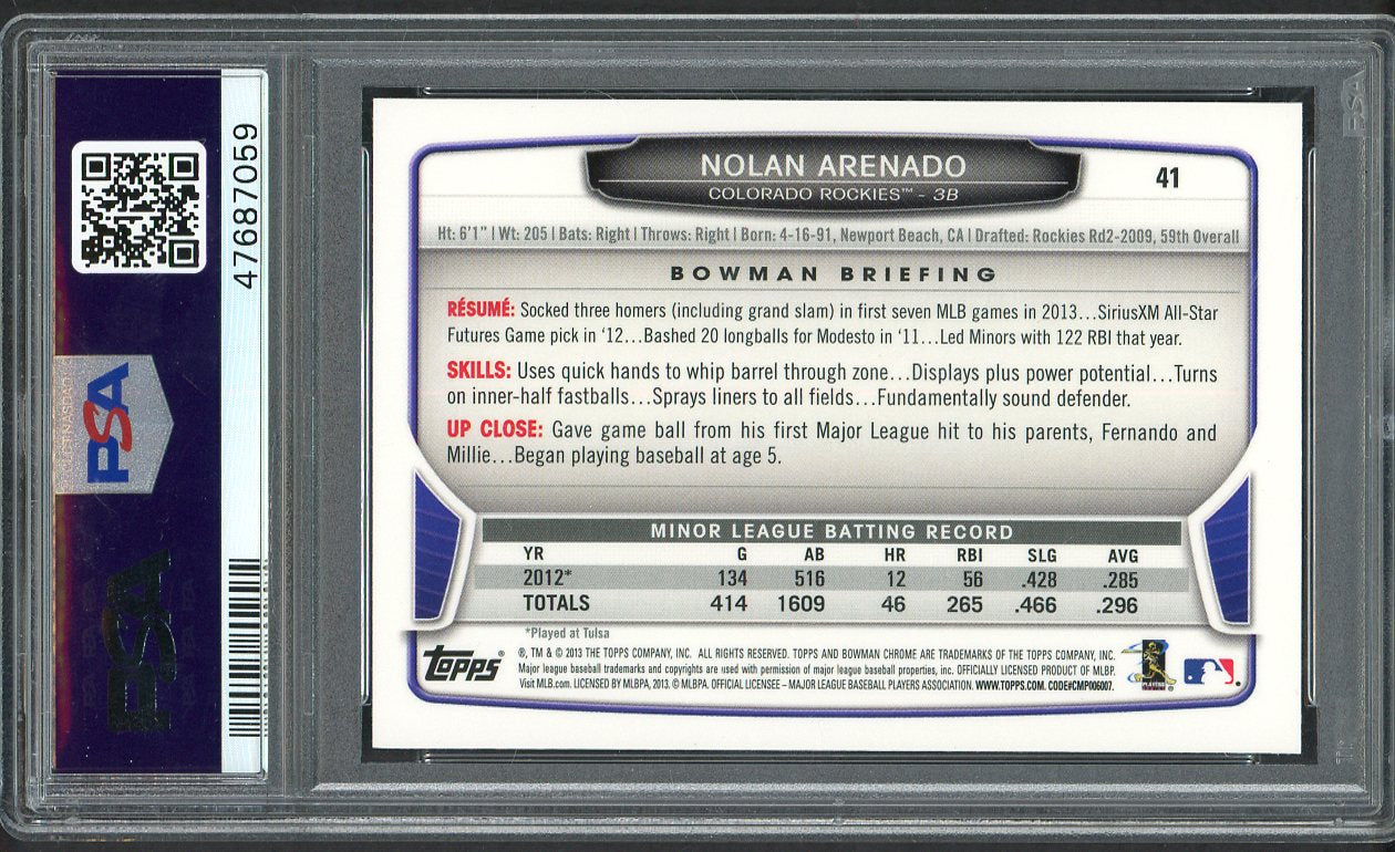 2013 Bowman Chrome #041 Nolan Arenado Rockies PSA 10 GEM MINT 554406