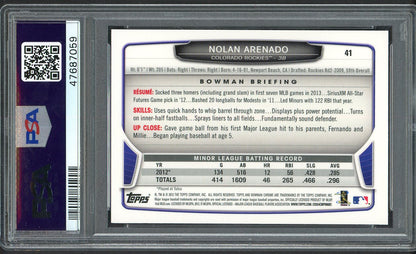 2013 Bowman Chrome #041 Nolan Arenado Rockies PSA 10 GEM MINT 554406