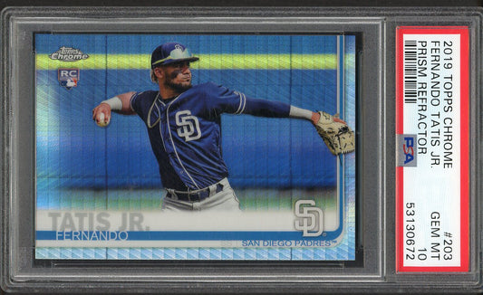 2019 Topps Chrome Prism #203 Fernando Tatis Jr Padres PSA 10 GEM MINT Refractor 554418
