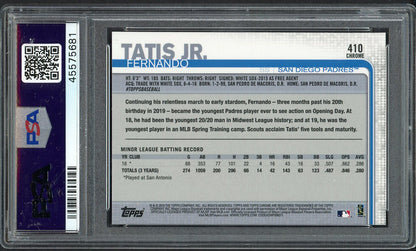 2019 Topps Chrome #410 Fernando Tatis Jr Padres PSA 10 GEM MINT Sapphire 554419