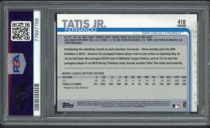 2019 Topps Chrome #410 Fernando Tatis Jr Padres PSA 10 GEM MINT Sapphire 554422