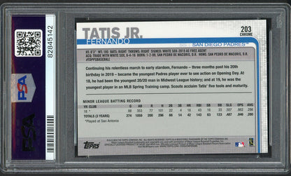2019 Topps Chrome #203 Fernando Tatis Jr Padres PSA 10 GEM MINT Refractor 554428