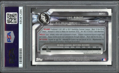 2018 Bowman Mega Box Chrome #BCP21 Luis Robert White Sox PSA 10 GEM MINT 554429