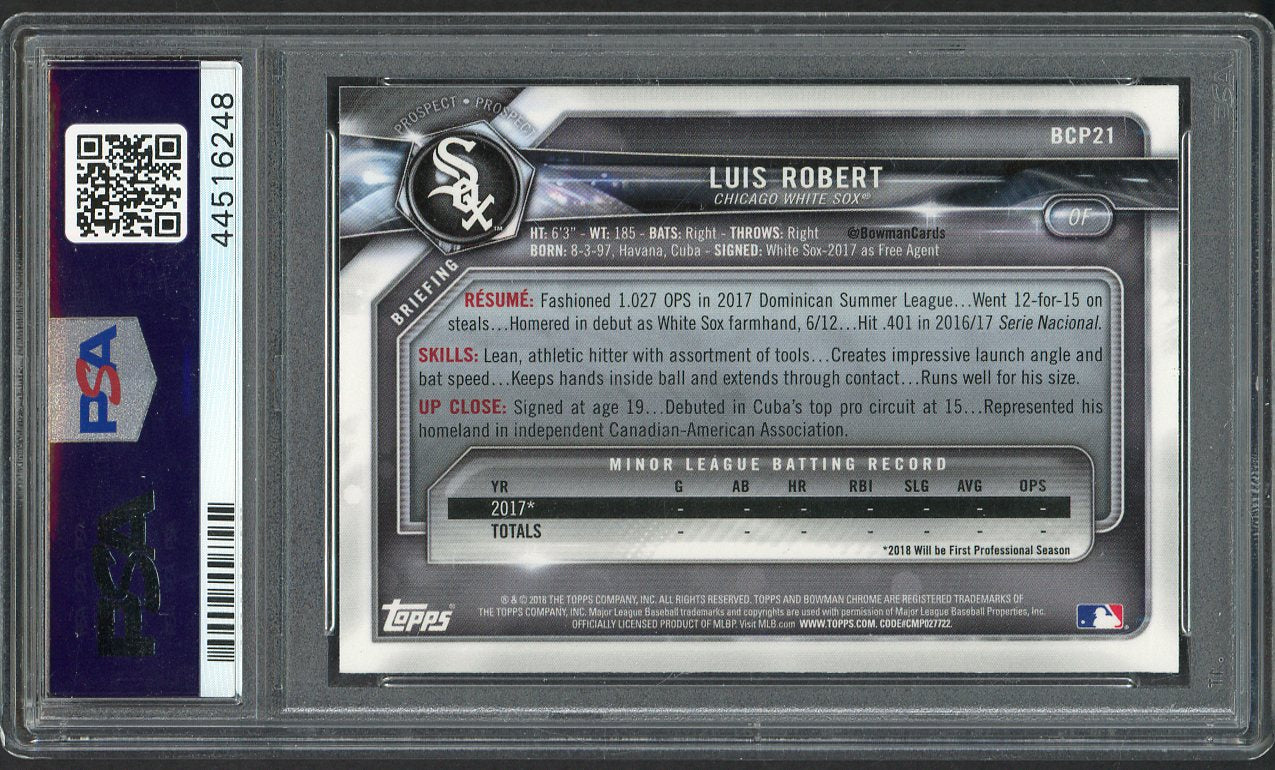 2018 Bowman Mega Box Chrome #BCP21 Luis Robert White Sox PSA 10 GEM MINT 554432