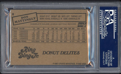 1987 Drakes #008 Don Mattingly Yankees PSA 9 MINT 554438