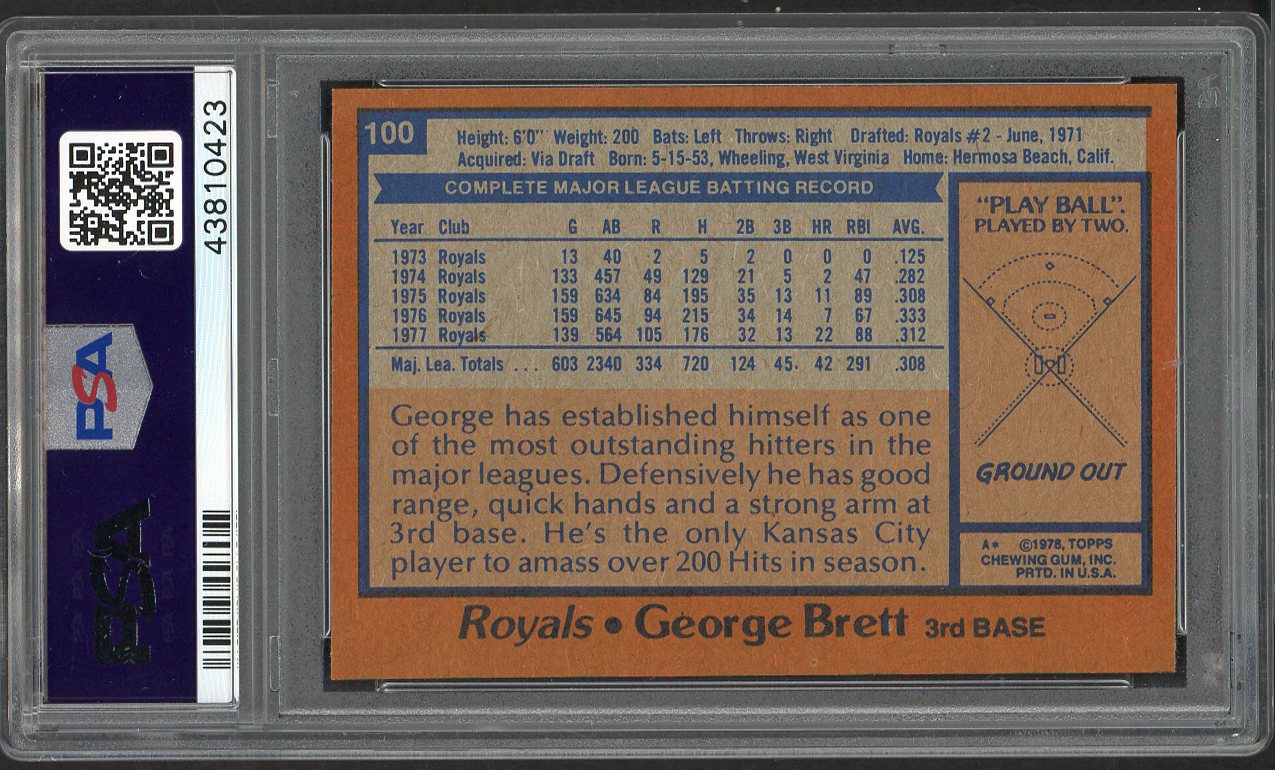 1978 Topps Baseball #100 George Brett Royals PSA 8 NM/MT 554440