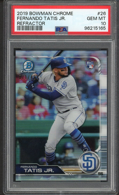 2019 Bowman Chrome Refractor #026 Fernando Tatis Jr Padres PSA 10 GEM MINT 554450