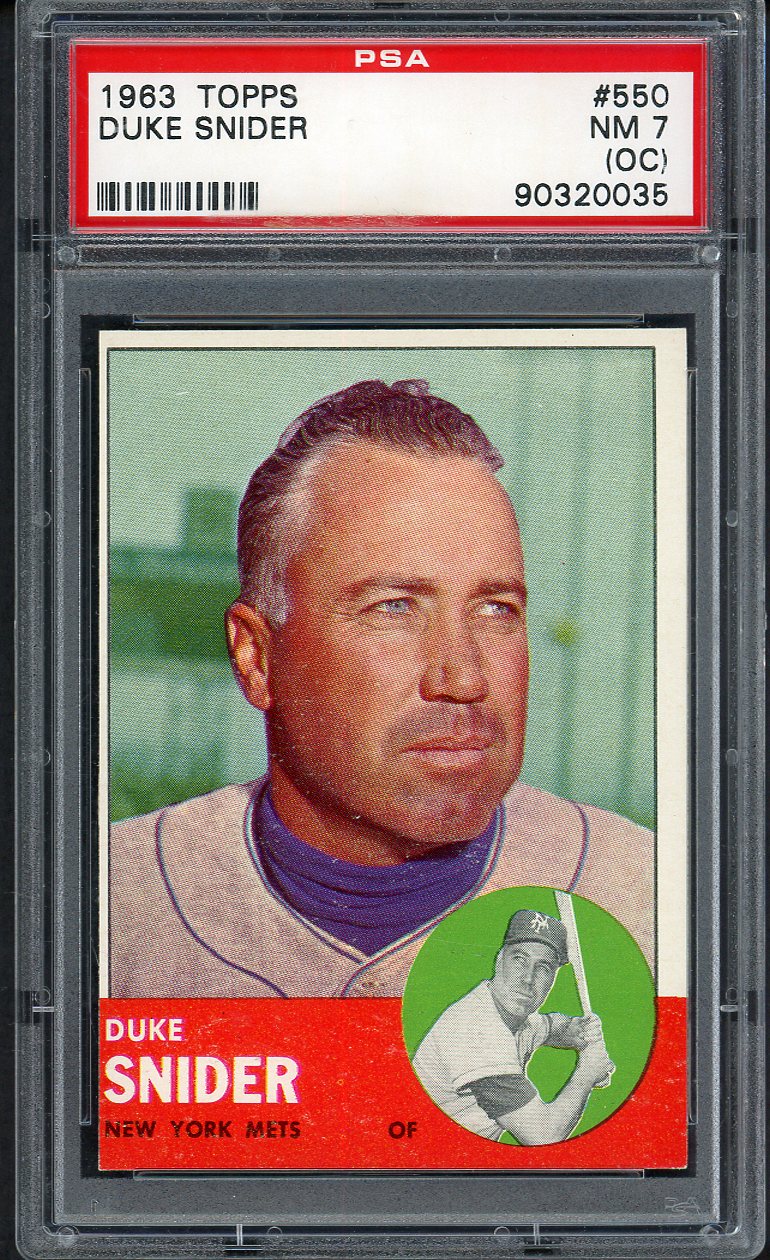 1963 Topps Baseball #550 Duke Snider Mets PSA 7 NM oc 554454