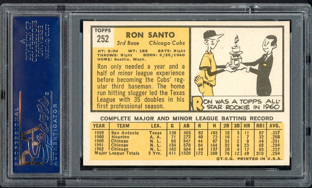 1963 Topps Baseball #252 Ron Santo Cubs PSA 7 NM 554455