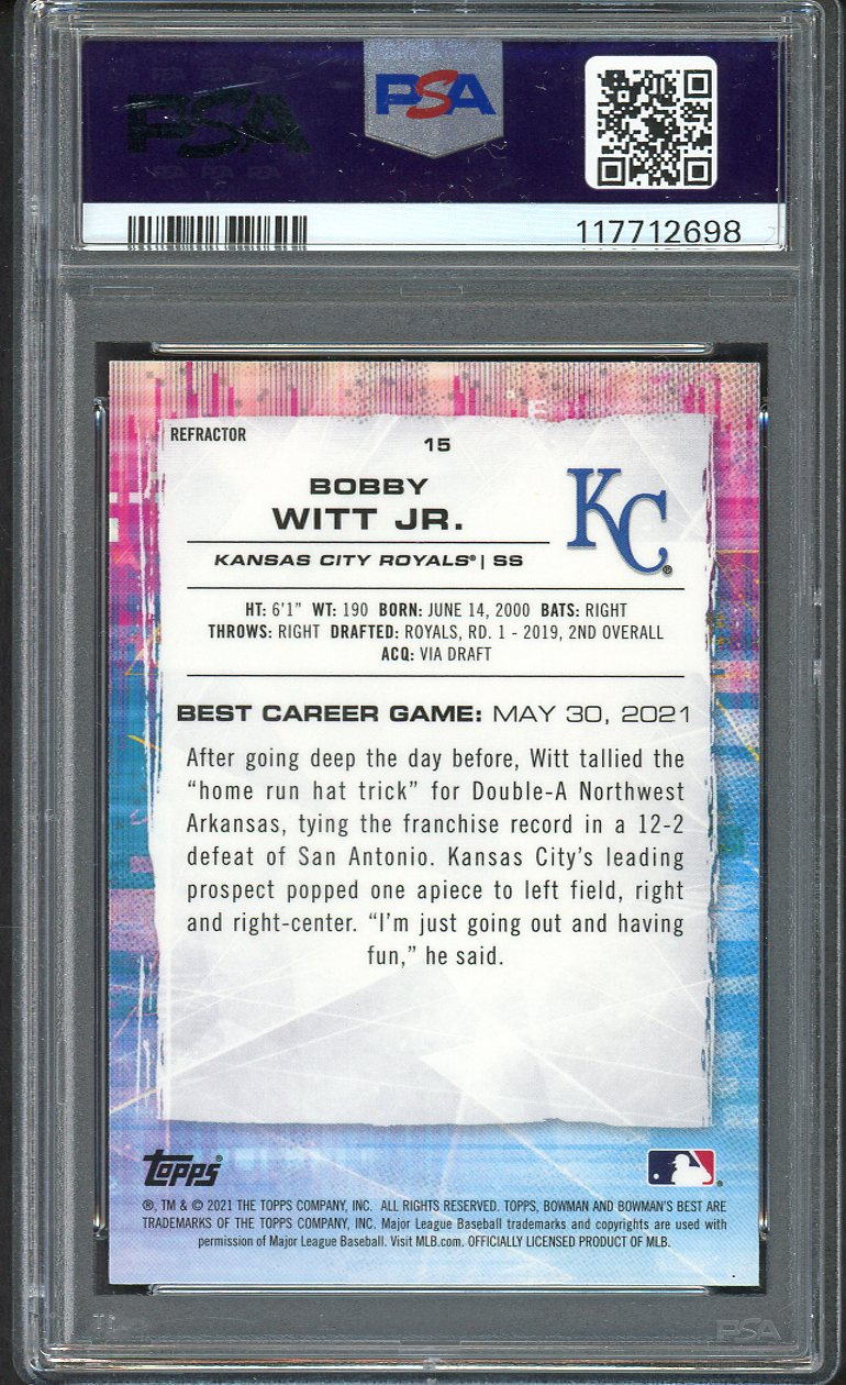 2021 Bowmans Best Refractor #015 Bobby Witt Jr Royals PSA 10 GEM MINT 554457