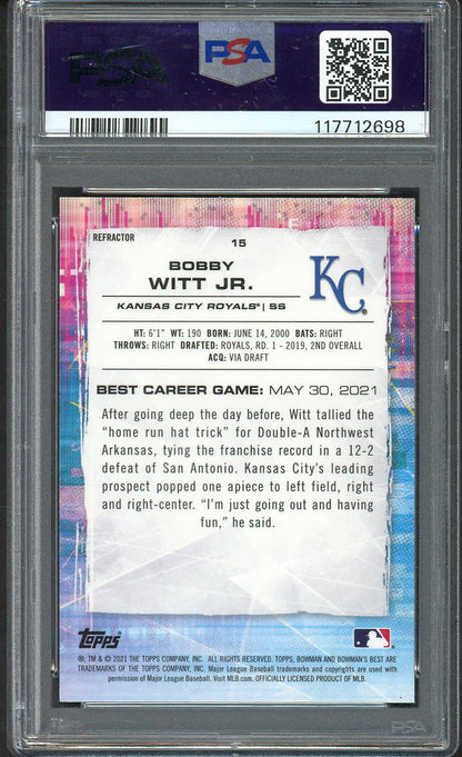 2021 Bowmans Best Refractor #015 Bobby Witt Jr Royals PSA 10 GEM MINT 554457