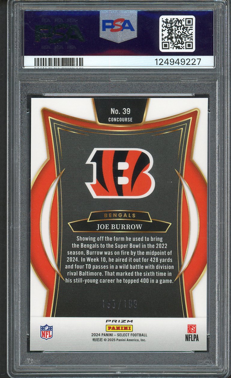 2024 Select #039 Joe Burrow Bengals PSA 10 GEM MINT White Shock 554458