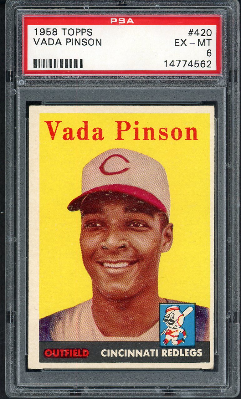 1958 Topps Baseball #420 Vada Pinson Reds PSA 6 EX-MT 554468
