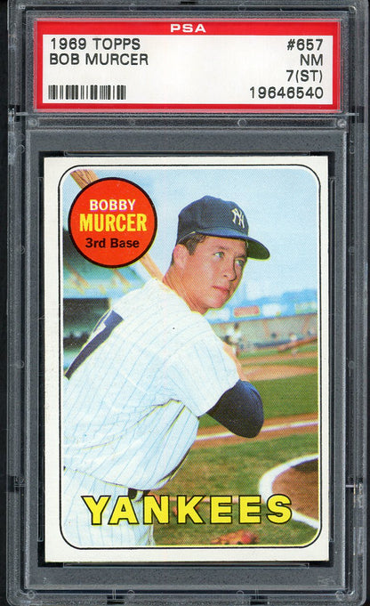 1969 Topps Baseball #657 Bobby Murcer Yankees PSA 7 NM st 554482