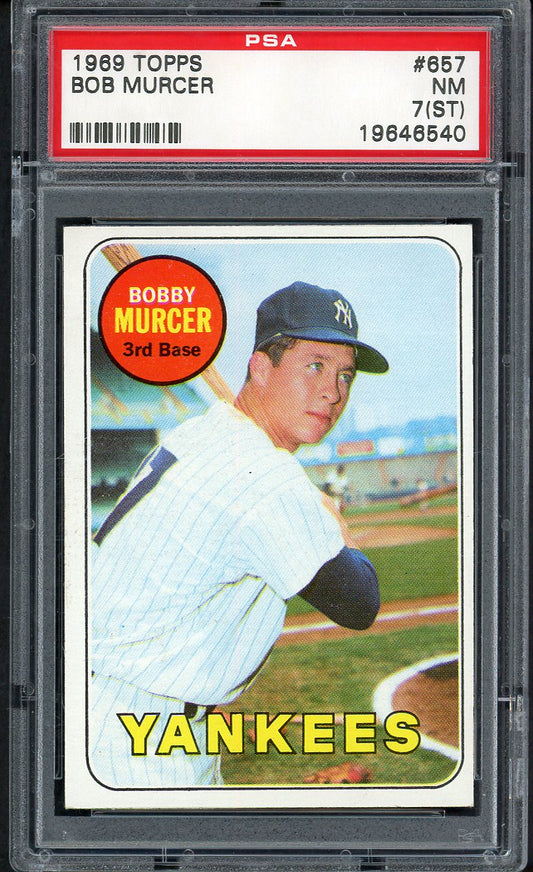 1969 Topps Baseball #657 Bobby Murcer Yankees PSA 7 NM st 554482