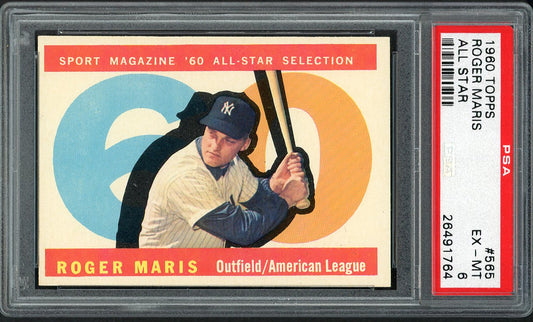 1960 Topps Baseball #565 Roger Maris A.S. Yankees PSA 6 EX-MT 554487