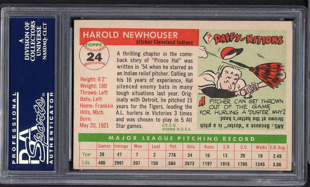 1955 Topps Baseball #024 Hal Newhouser Indians PSA 5 EX 554492
