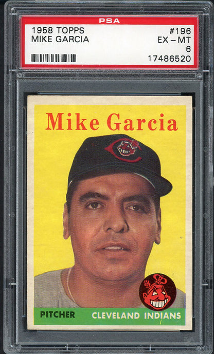 1958 Topps Baseball #196 Mike Garcia Indians PSA 6 EX-MT 554495