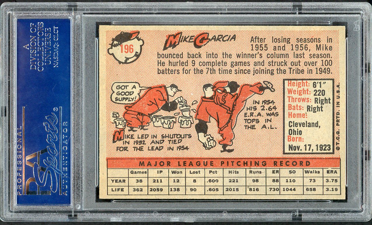 1958 Topps Baseball #196 Mike Garcia Indians PSA 6 EX-MT 554495