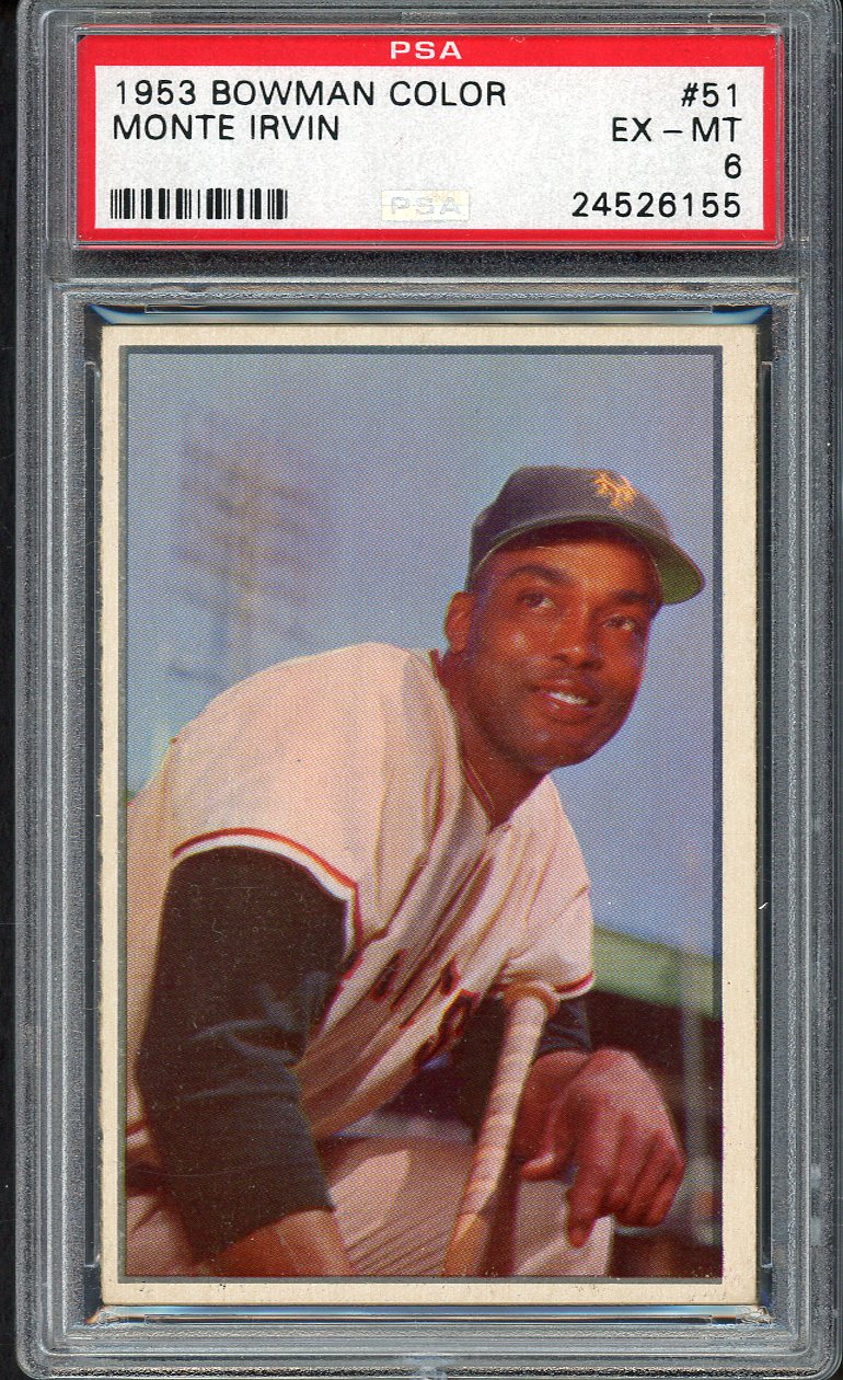 1953 Bowman Color Baseball #051 Monte Irvin Giants PSA 6 EX-MT 554501