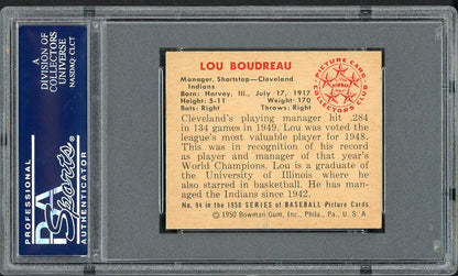 1950 Bowman Baseball #094 Lou Boudreau Indians PSA 6.5 EX-MT+ 554507