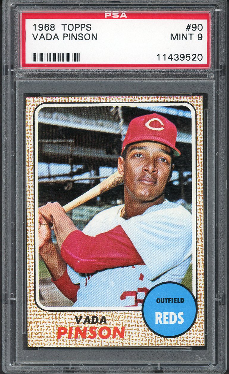 1968 Topps Baseball #090 Vada Pinson Reds PSA 9 MINT 554509
