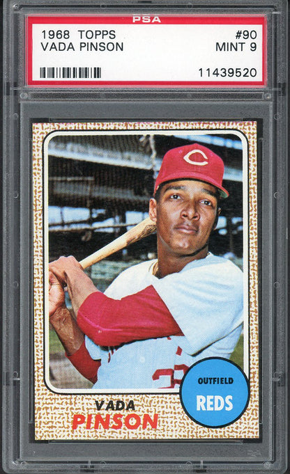 1968 Topps Baseball #090 Vada Pinson Reds PSA 9 MINT 554509
