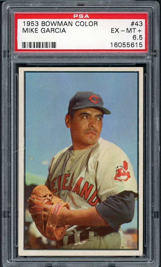 1953 Bowman Color Baseball #043 Mike Garcia Indians PSA 6.5 EX-MT+ 554511