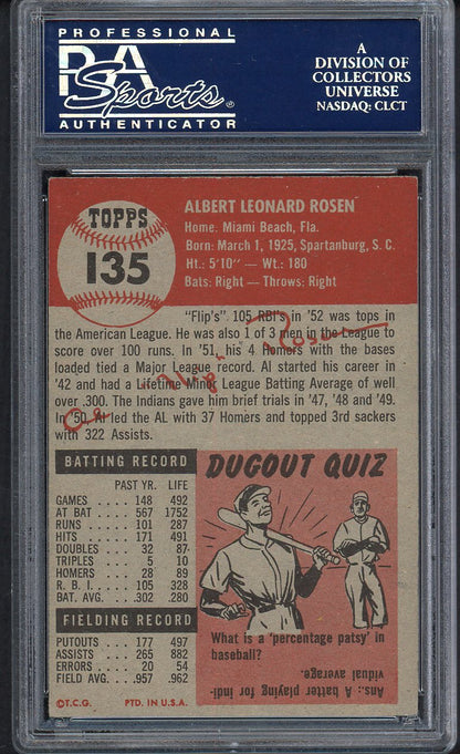 1953 Topps Baseball #135 Al Rosen Indians PSA 5.5 EX+ 554514