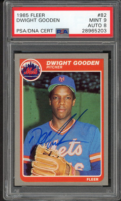 1985 Fleer #082 Dwight Gooden Mets PSA/DNA 9 MINT Signed Autograph 554519