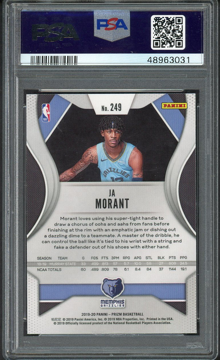 2019 Panini Prizm #249 Ja Morant Grizzlies PSA 10 GEM MINT 554525