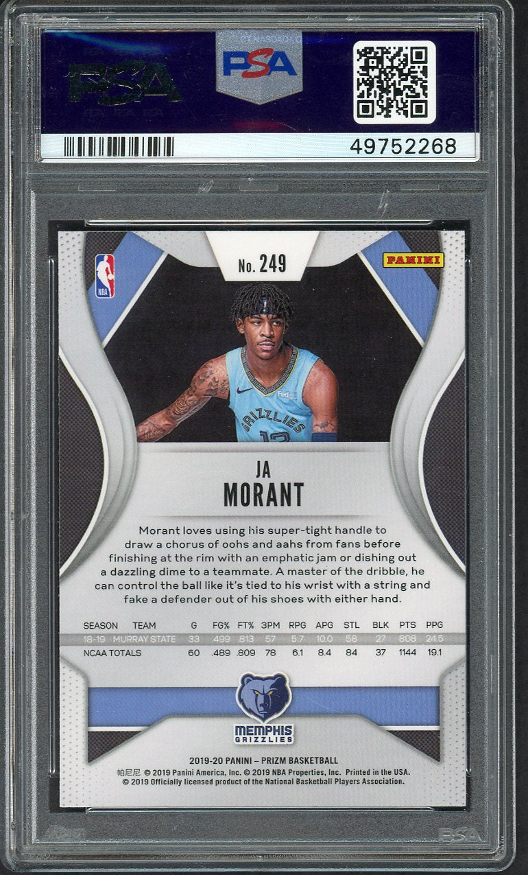 2019 Panini Prizm #249 Ja Morant Grizzlies PSA 10 GEM MINT 554527