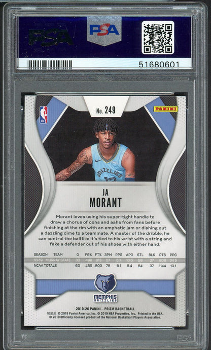 2019 Panini Prizm #249 Ja Morant Grizzlies PSA 10 GEM MINT 554528