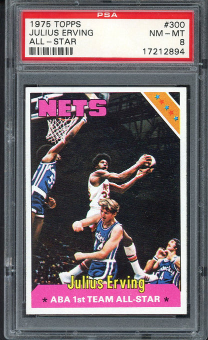 1975 Topps Basketball #300 Julius Erving Nets PSA 8 NM/MT 554545