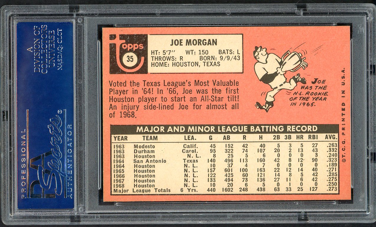 1969 Topps Baseball #035 Joe Morgan Astros PSA 7 NM 554552