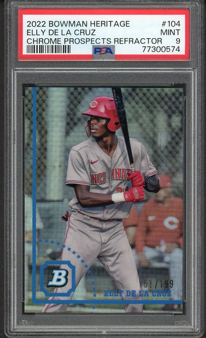 2022 Bowman Heritage Chrome Refractor #104 Elly De La Cruz Reds PSA 9 MINT 554554